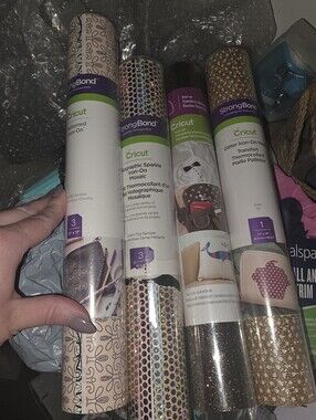 Cricut HTV/IRON ON Vinyl|GLITTER Mosaic Holographic Patterned/Sealed-4 Rolls NEW
